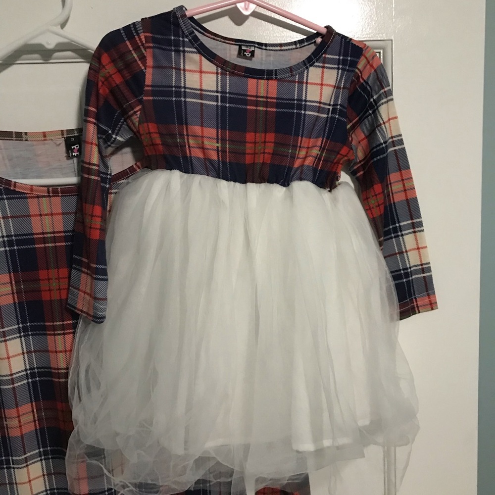 Toddler plaid tulle dress